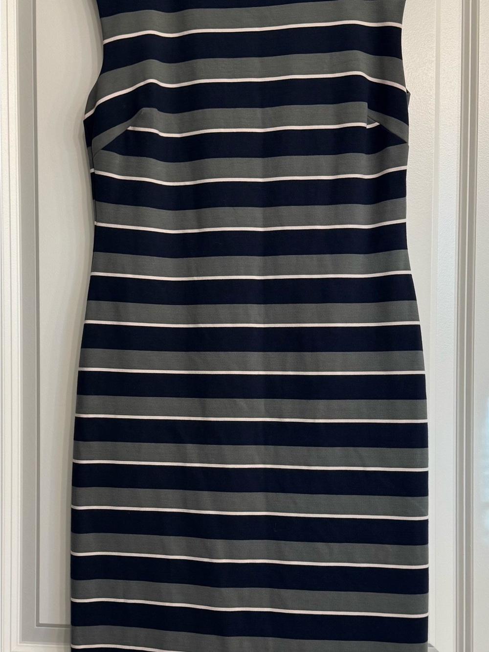 Banana Republic Navy, Gray & White Striped Midi Dress